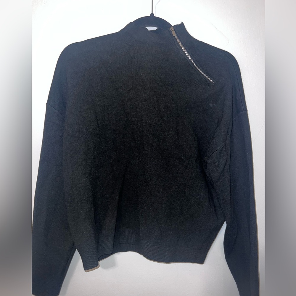 Mango Men's Black Zip-Up Sweater